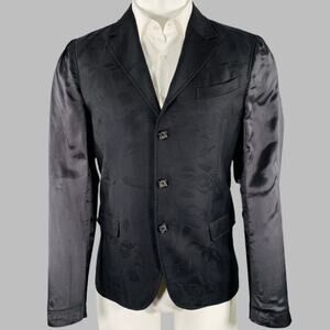 ALEXANDER MCQUEEN Size 40 Black Jacquard Wool Blend Sport Coat